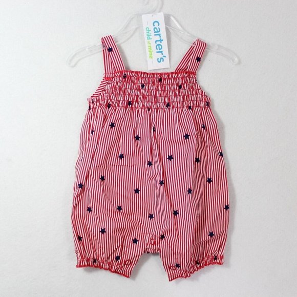 Carter's Other - Carter's Child of Mine Baby Girl Patriotic Romper Size Newborn Red White Stripes